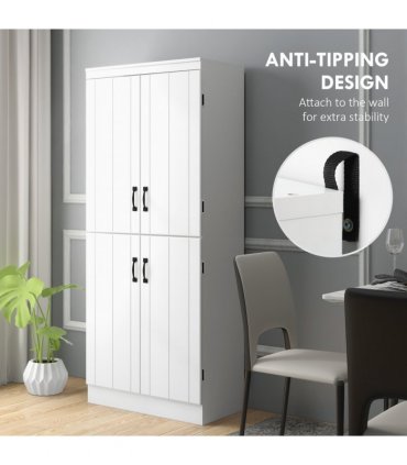4-Door Kitchen Cabinet, ShelvesWhite