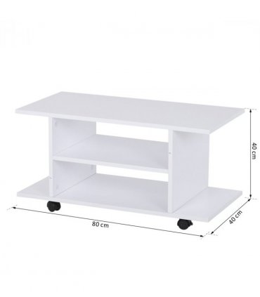 TV Stand Bookshelf Cabinet Modern 3 Tier shelf Storage Wheels in White