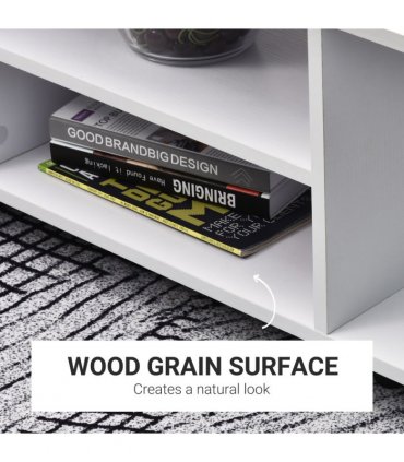 TV Stand Bookshelf Cabinet Modern 3 Tier shelf Storage Wheels in White