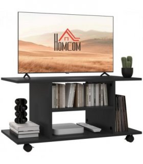 TV Stand Bookshelves in Black, Elegant modern design, 3-tier shelf, 80cm x 40cm