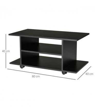 TV Stand Bookshelves in Black, Elegant modern design, 3-tier shelf, 80cm x 40cm
