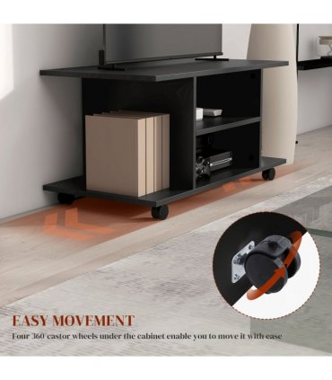 TV Stand Bookshelves in Black, Elegant modern design, 3-tier shelf, 80cm x 40cm