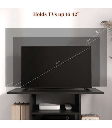 TV Stand Bookshelves in Black, Elegant modern design, 3-tier shelf, 80cm x 40cm