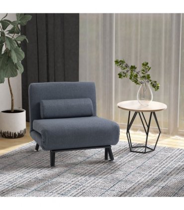 Faux Suede 5-Position Futon Single Sofa Bed Black