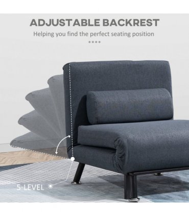 Faux Suede 5-Position Futon Single Sofa Bed Black