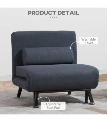 Faux Suede 5-Position Futon Single Sofa Bed Black