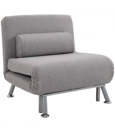 Linen Upholstered Elevated Single Sofa Bed Grey