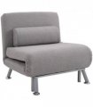 Linen Upholstered Elevated Single Sofa Bed Grey