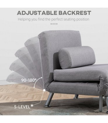 Linen Upholstered Elevated Single Sofa Bed Grey