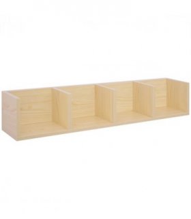 Multi-Media Storage Wooden Shelf Natural wood finish 95L x 17W x 18H (cm)