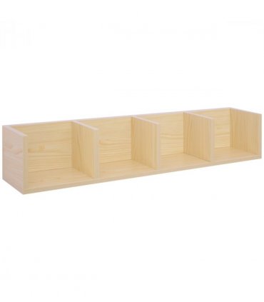 Multi-Media Storage Wooden Shelf Natural wood finish 95L x 17W x 18H (cm)