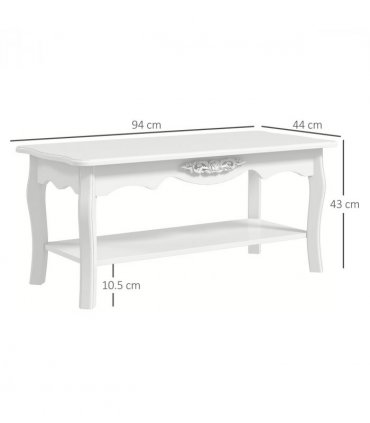 Coffee Table, 94Lx44Wx42H cm-White