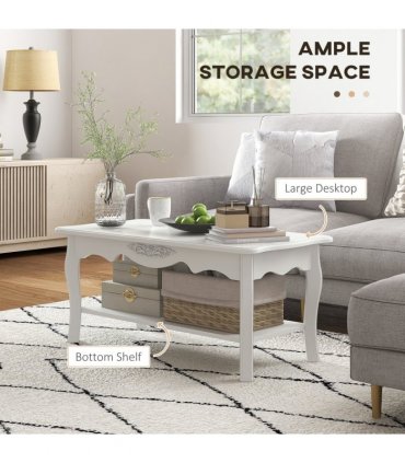 Coffee Table, 94Lx44Wx42H cm-White
