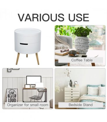 3-Part Side Coffee Table End Desk Night Stand Storage White