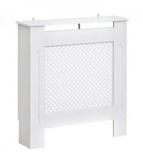 Radiator Cover White MDF 78cm x 19cm x 82cm Heating Cabinet Grill Style