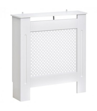 Radiator Cover White MDF 78cm x 19cm x 82cm Heating Cabinet Grill Style