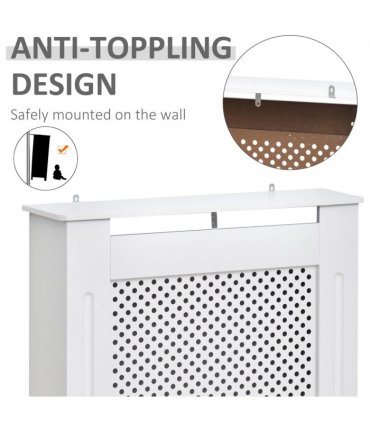 Radiator Cover White MDF 78cm x 19cm x 82cm Heating Cabinet Grill Style