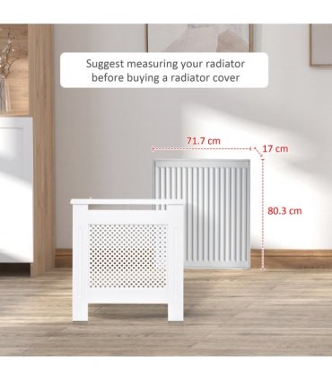 Radiator Cover White MDF 78cm x 19cm x 82cm Heating Cabinet Grill Style