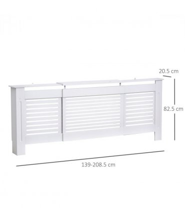 MDF White Extendable Radiator Cover 208.5cm x 20.5cm x 82.5cm Elegance & Safety