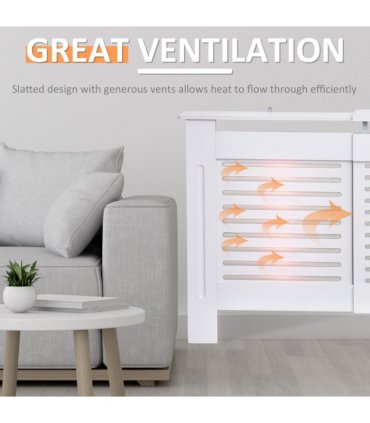 MDF White Extendable Radiator Cover 208.5cm x 20.5cm x 82.5cm Elegance & Safety