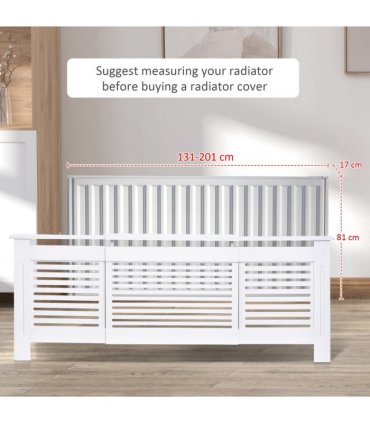 MDF White Extendable Radiator Cover 208.5cm x 20.5cm x 82.5cm Elegance & Safety