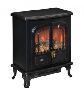 Electric Fireplace LED Fire Flame Effect, Double Door,  1000W/2000W, Black