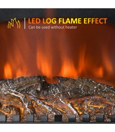 Electric Fireplace LED Fire Flame Effect, Double Door,  1000W/2000W, Black