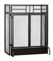 3-Panel Folding Fireplace Screen Spark Guard Metal Mesh Fireguard Black