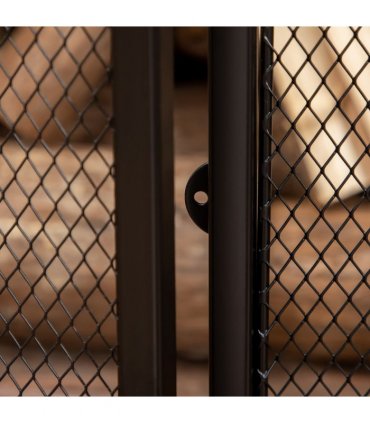 3-Panel Folding Fireplace Screen Spark Guard Metal Mesh Fireguard Black