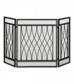 3-Panel Folding Fireplace Screen Metal Mesh Fire Spark Guard Black