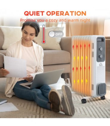 2180W Oil Filled Radiator, 3 Settings, Safe Power-Off, 9 Fins Radiator