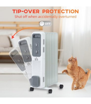 2180W Oil Filled Radiator, 3 Settings, Safe Power-Off, 9 Fins Radiator