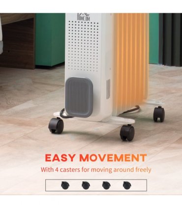 2180W Oil Filled Radiator, 3 Settings, Safe Power-Off, 9 Fins Radiator