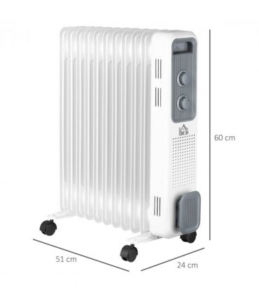 2720W Oil Filled Radiator 3 Heat Settings, Safe Power-Off, 11 Fins