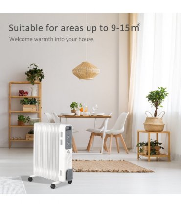 2720W Oil Filled Radiator 3 Heat Settings, Safe Power-Off, 11 Fins