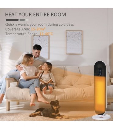 Ceramic Space Heater, Oscillation, Remote Overheat Protection, 1200/2000W