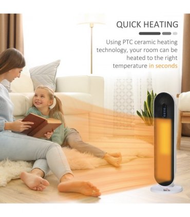 Ceramic Space Heater, Oscillation, Remote Overheat Protection, 1200/2000W