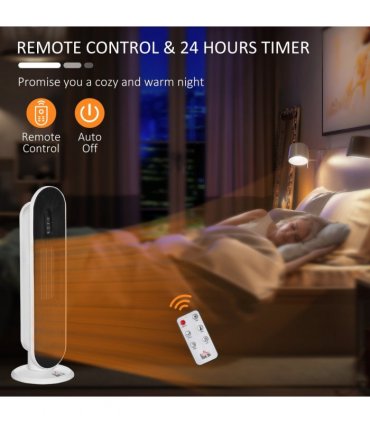 Ceramic Space Heater, Oscillation, Remote Overheat Protection, 1200/2000W