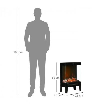 Fireplace Heater, Quiet LED Flame Effect Overheating Protection 1000/2000W