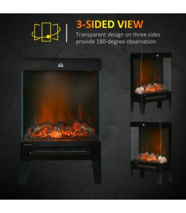 Fireplace Heater, Quiet LED Flame Effect Overheating Protection 1000/2000W
