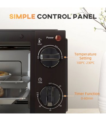 Mini Oven, 9L Countertop Electric Grill, Toaster Oven  750W