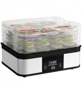 5 Tier Food Dehydrator 245W Stainless Steel Food Dryer Machine Timer LCD Silver