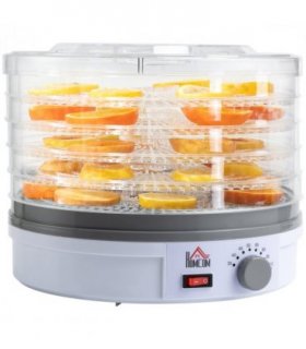 5 Tier Food Dehydrator 245W Stainless Steel Food Dryer Machine Timer LCD White