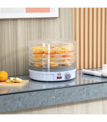 5 Tier Food Dehydrator 245W Stainless Steel Food Dryer Machine Timer LCD White