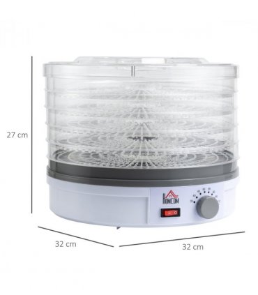 5 Tier Food Dehydrator 245W Stainless Steel Food Dryer Machine Timer LCD White