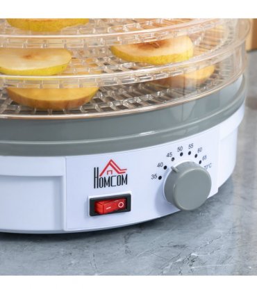 5 Tier Food Dehydrator 245W Stainless Steel Food Dryer Machine Timer LCD White