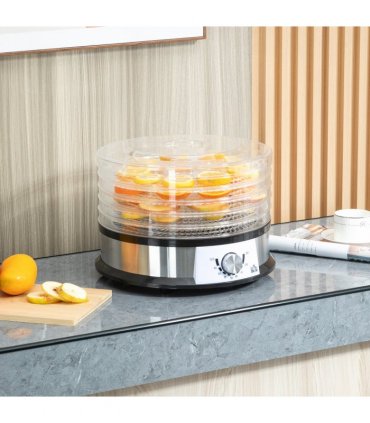 Food Dehydrator - 5 Tier Stainless Steel Dryer Machine Silver 34cm x 34cm