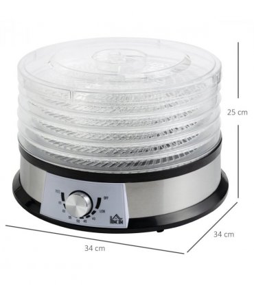Food Dehydrator - 5 Tier Stainless Steel Dryer Machine Silver 34cm x 34cm