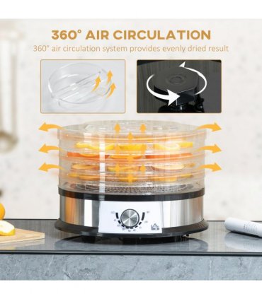 Food Dehydrator - 5 Tier Stainless Steel Dryer Machine Silver 34cm x 34cm