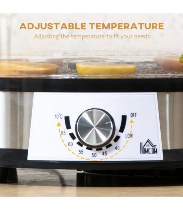 Food Dehydrator - 5 Tier Stainless Steel Dryer Machine Silver 34cm x 34cm